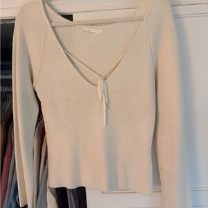 OAK + FORT Cream Long Sleeve Knit Top